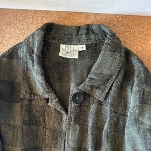 Women's Checkered Button Down Shirt - Green and Gray